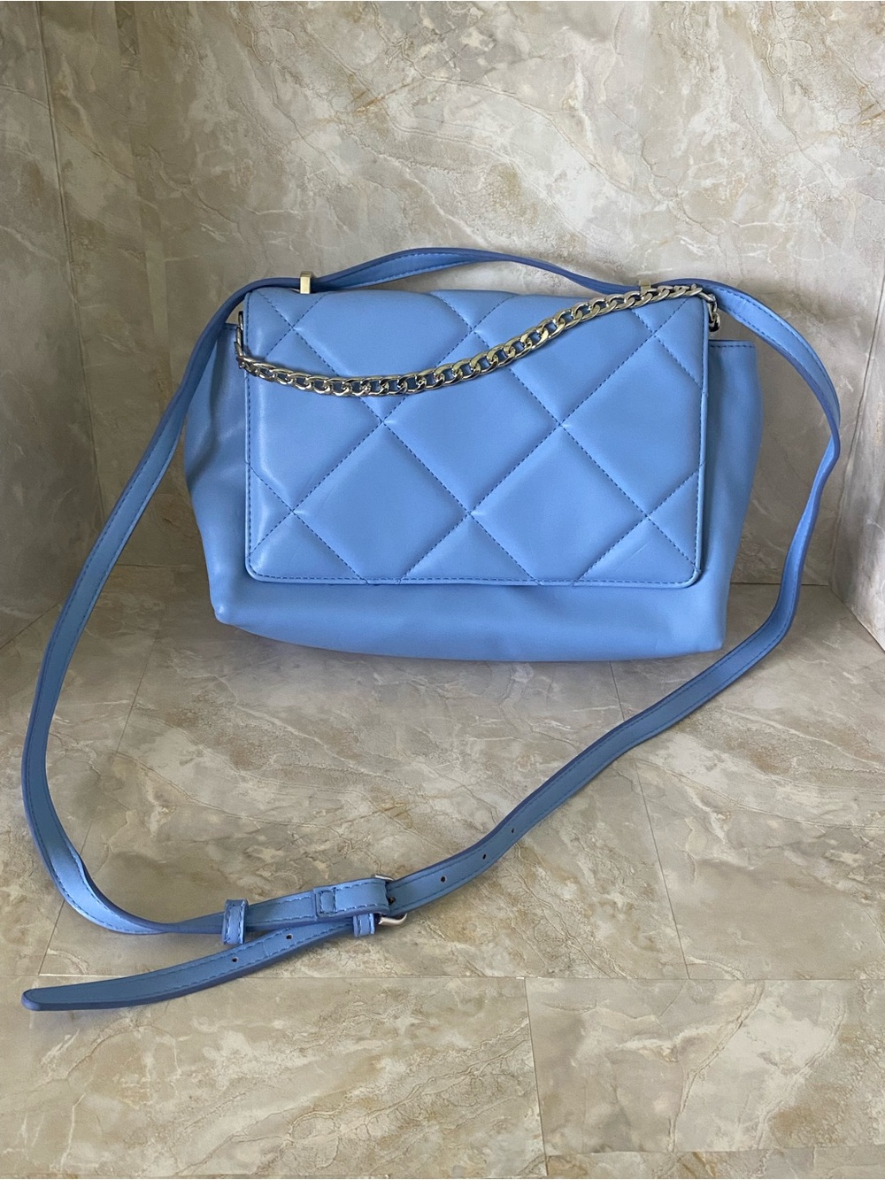 Target Quilted Blue Shoulder Bag with matching Wallet